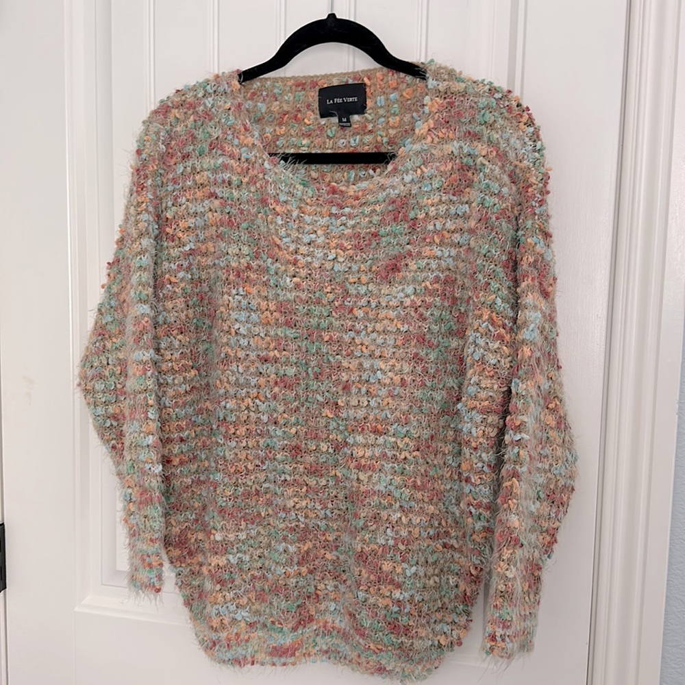 Anthropologie Multicolor Chunky Knit Crewneck Sweater